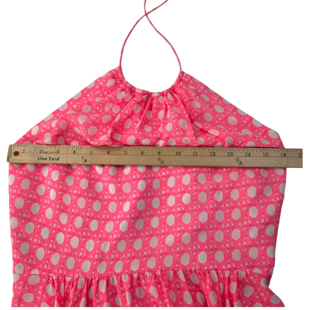 Vineyard Vines 100% Silk Halter Dress Womens 2 Pink White A-line Preppy Feminine - Picture 10 of 12